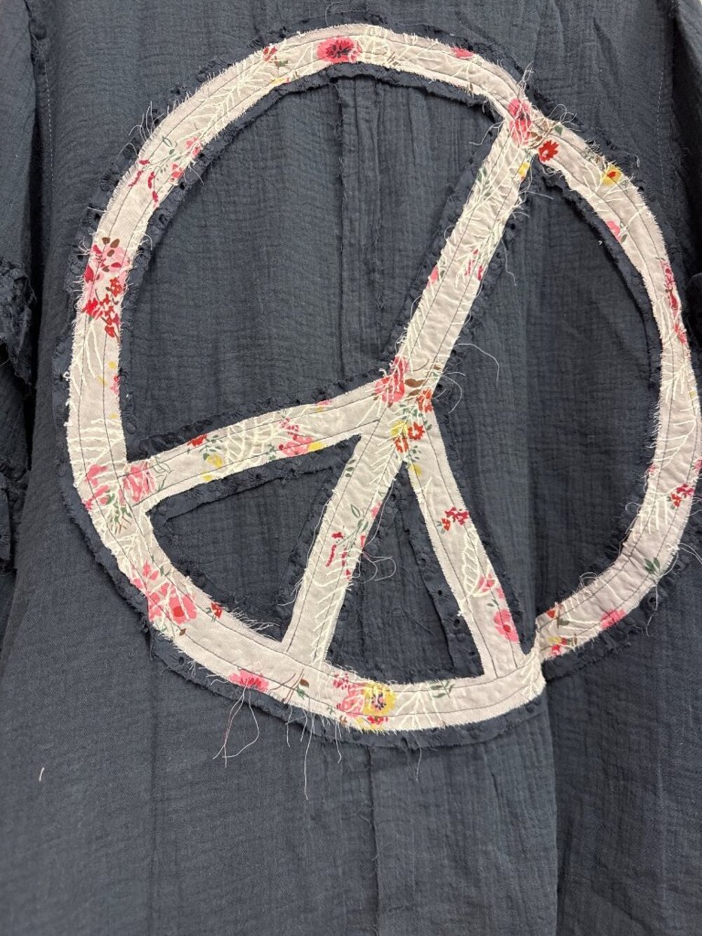 POL Peace Sign Patchwork Cardigan S - Picture 5 of 7